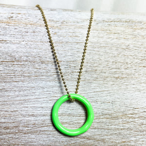 DAINTY CHAINS enamel circle  ball chain necklace