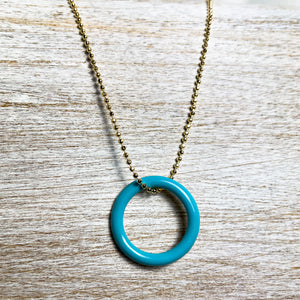 DAINTY CHAINS enamel circle  ball chain necklace