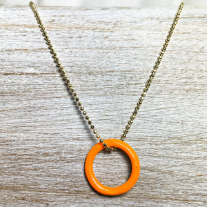 DAINTY CHAINS enamel circle  ball chain necklace