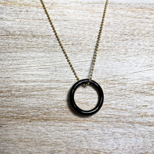 DAINTY CHAINS enamel circle  ball chain necklace