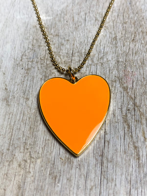 Enamel heart ball chain necklace