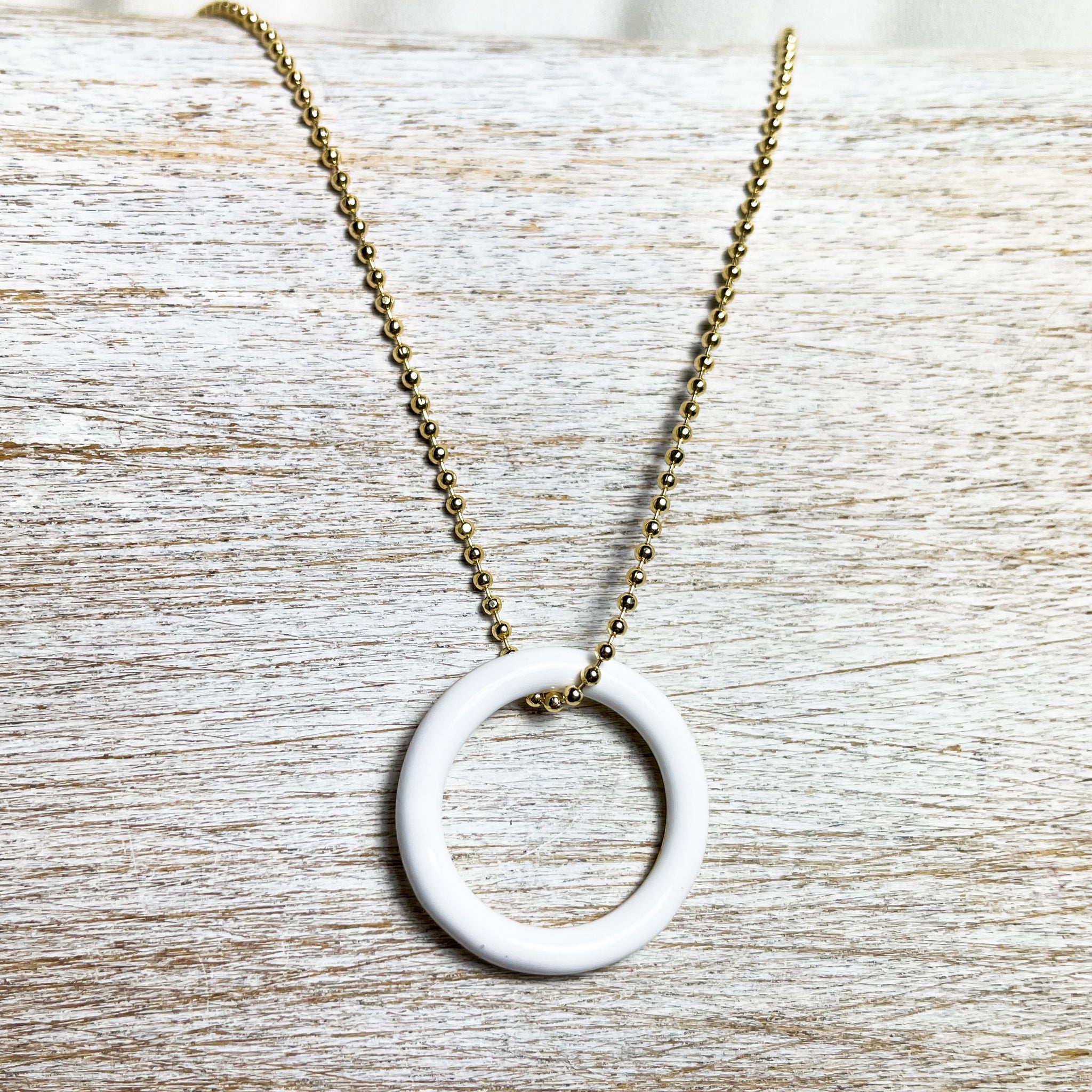 DAINTY CHAINS enamel circle  ball chain necklace