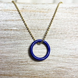 DAINTY CHAINS enamel circle  ball chain necklace