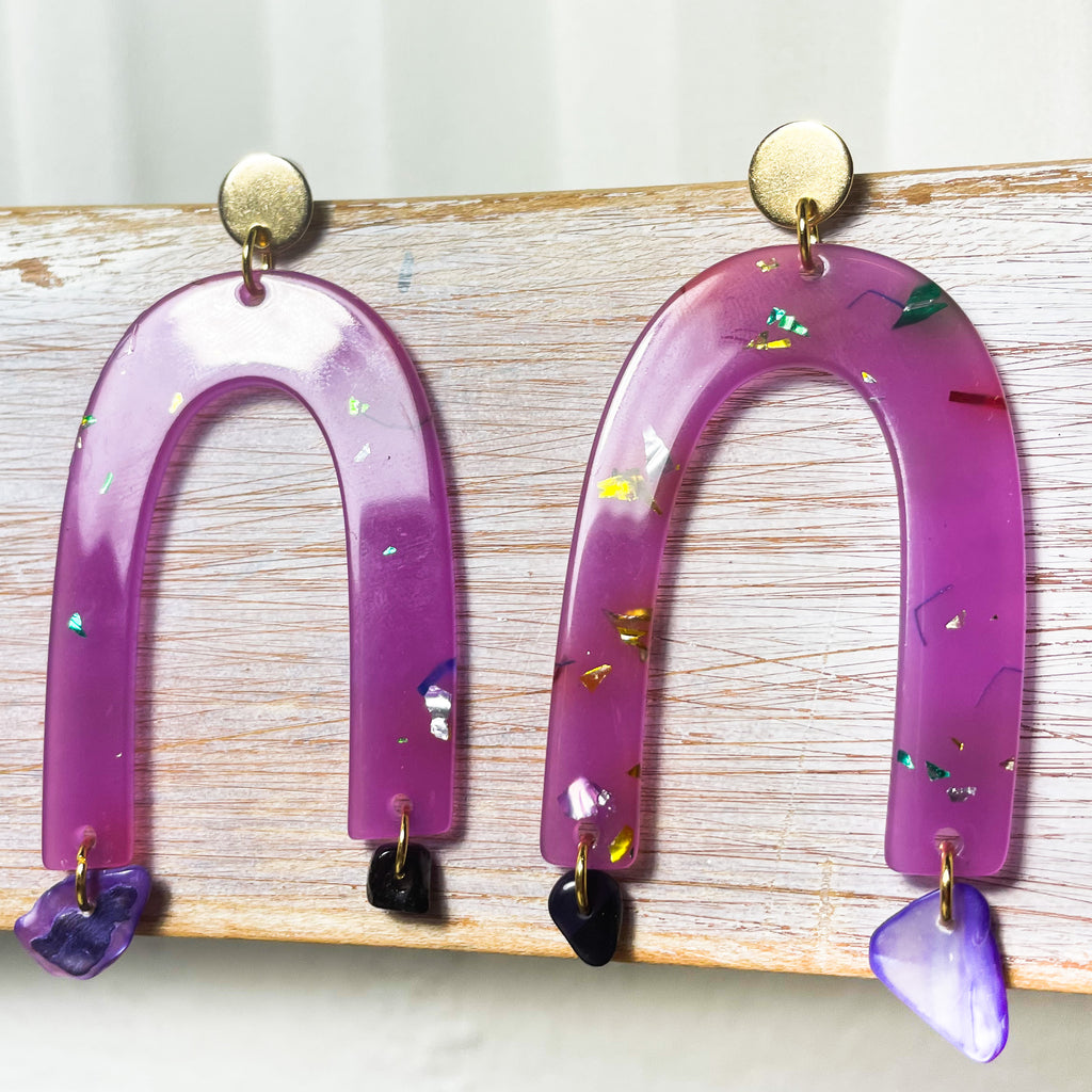 OUT IF THIS WORLD sequin resin earrings