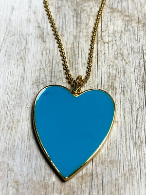 Enamel heart ball chain necklace